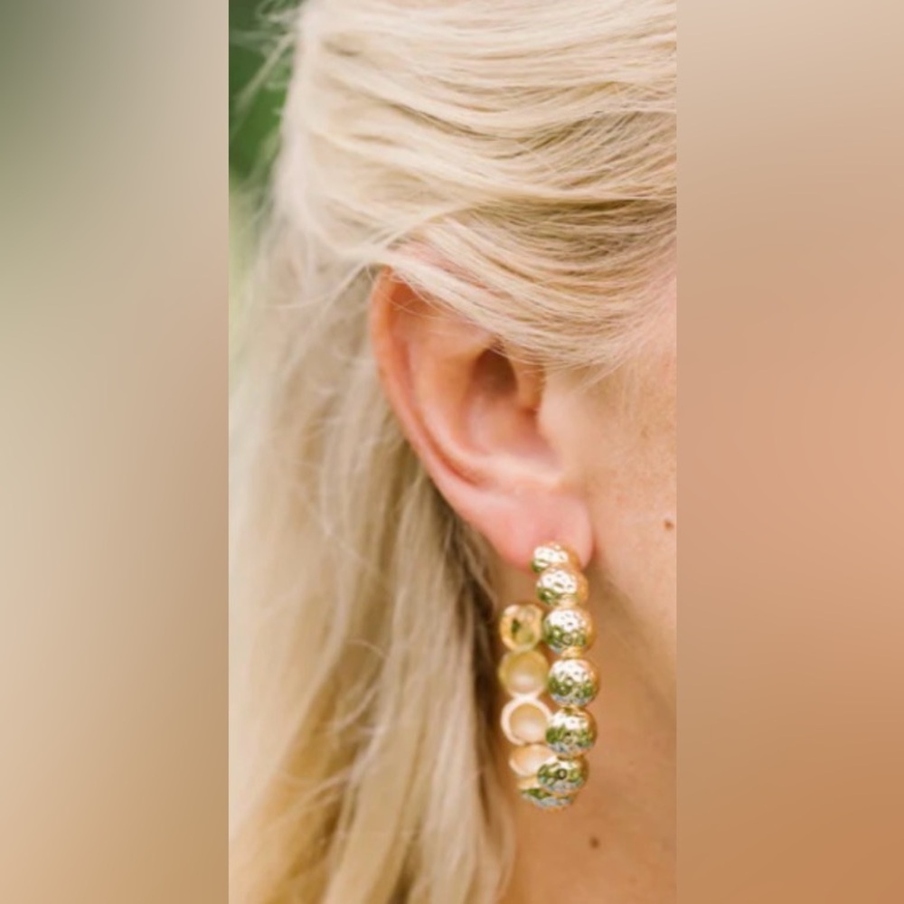 NIB W/Dustbag Gresham Jewelry Florence Hoop Gold Earrings SZ L